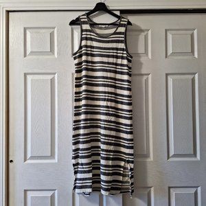 Two by Vince Camuto Dress Midi Sleeveless Jersey Stripe Stretch Knit Size M